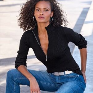 Brand New with Tags - Boston Proper Black Zipper Sweater XS